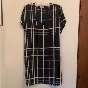 Vince Navy and White Windowpane Shift Dress